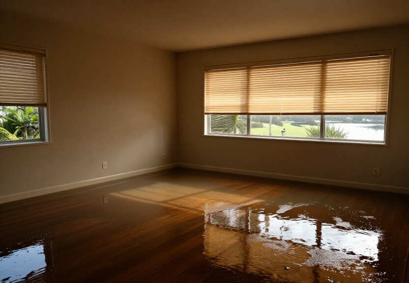 Flooded office space in North Willoughby before restoration